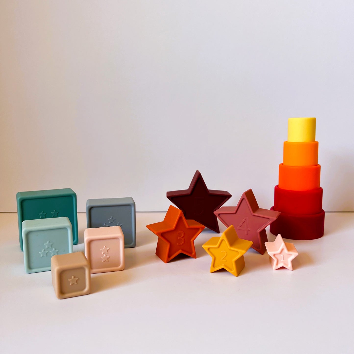 Set de Torres Apilables de Silicona - Juguete Sensorial para Bebés y Niños