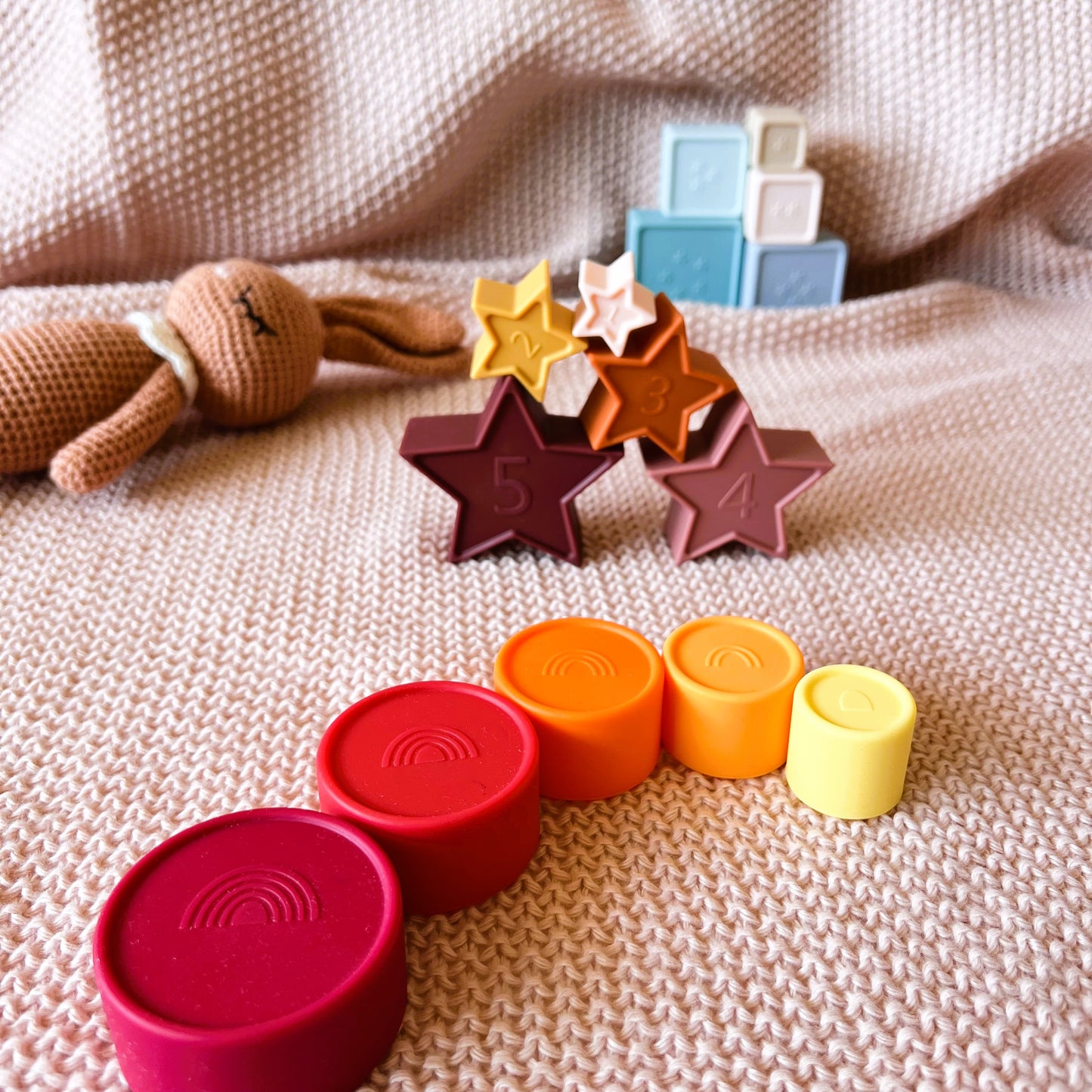 Set de Torres Apilables de Silicona - Juguete Sensorial para Bebés y Niños