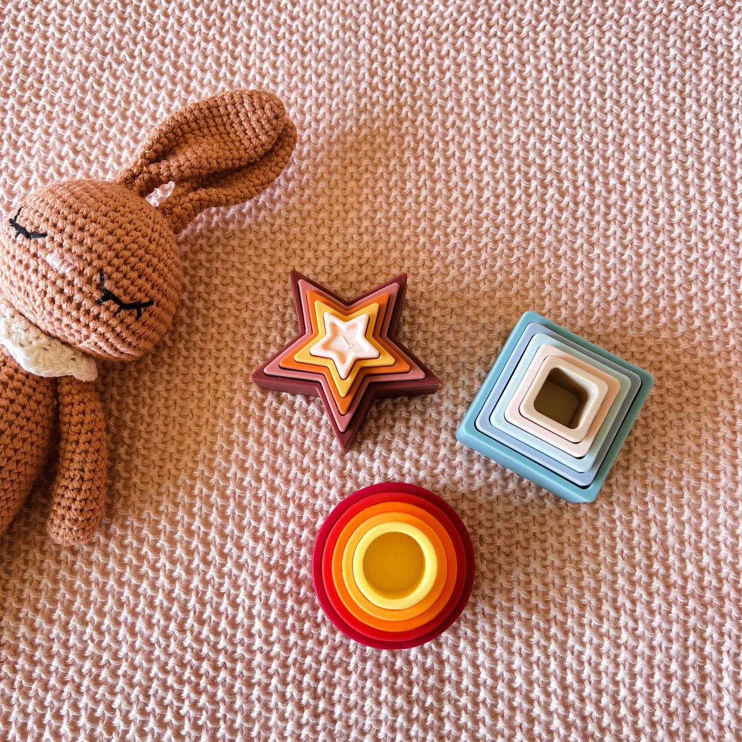 Set de Torres Apilables de Silicona - Juguete Sensorial para Bebés y Niños