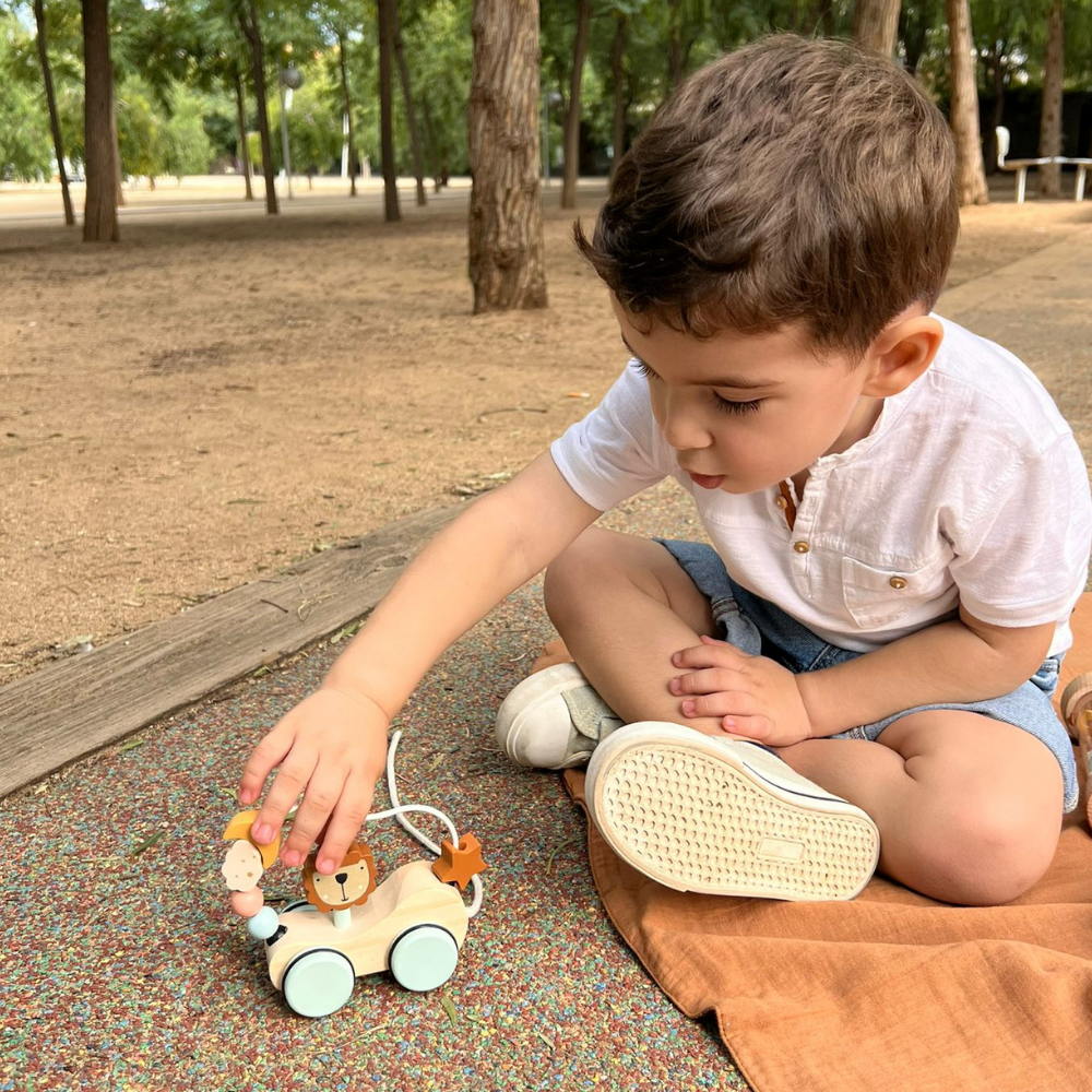 Juguete de arrastre Montessori en madera - LEÓN - Bebés a partir de 12 meses