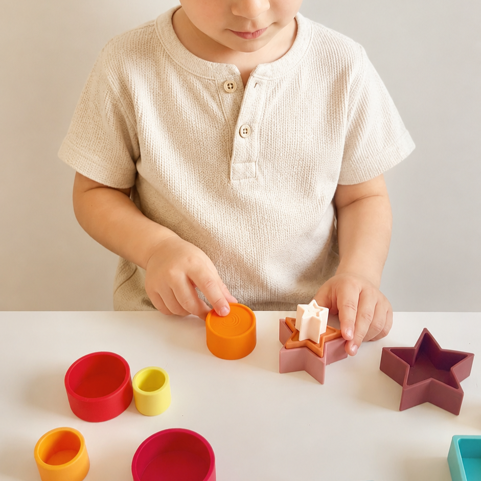 Torres Apilables de Silicona - Juguete Sensorial para Bebés y Niños