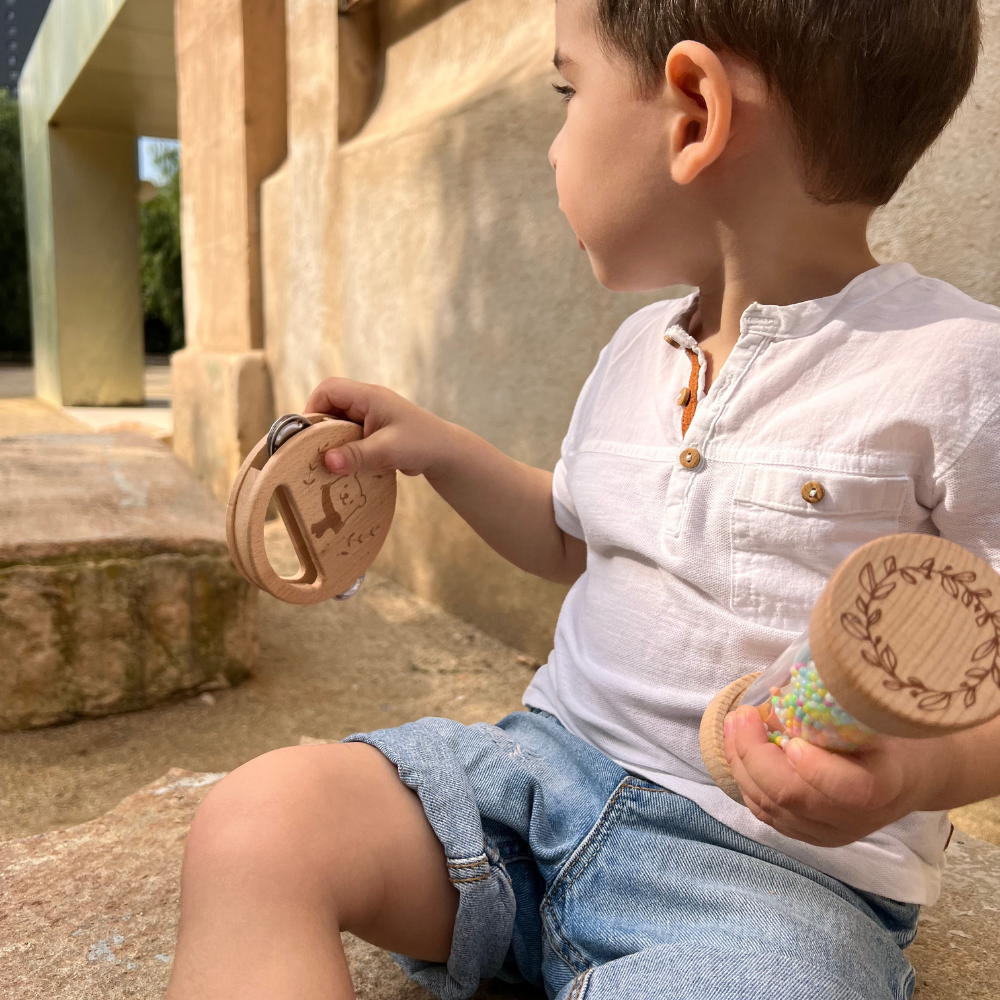 Set de instrumentos musicales de madera y metal - Osito Melodía para bebés a partir de 12 meses