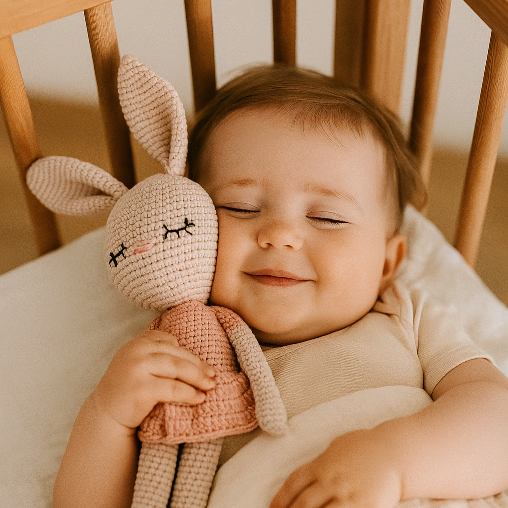 Coneja MILA – Peluche de Crochet con Cascabel 100% Algodón