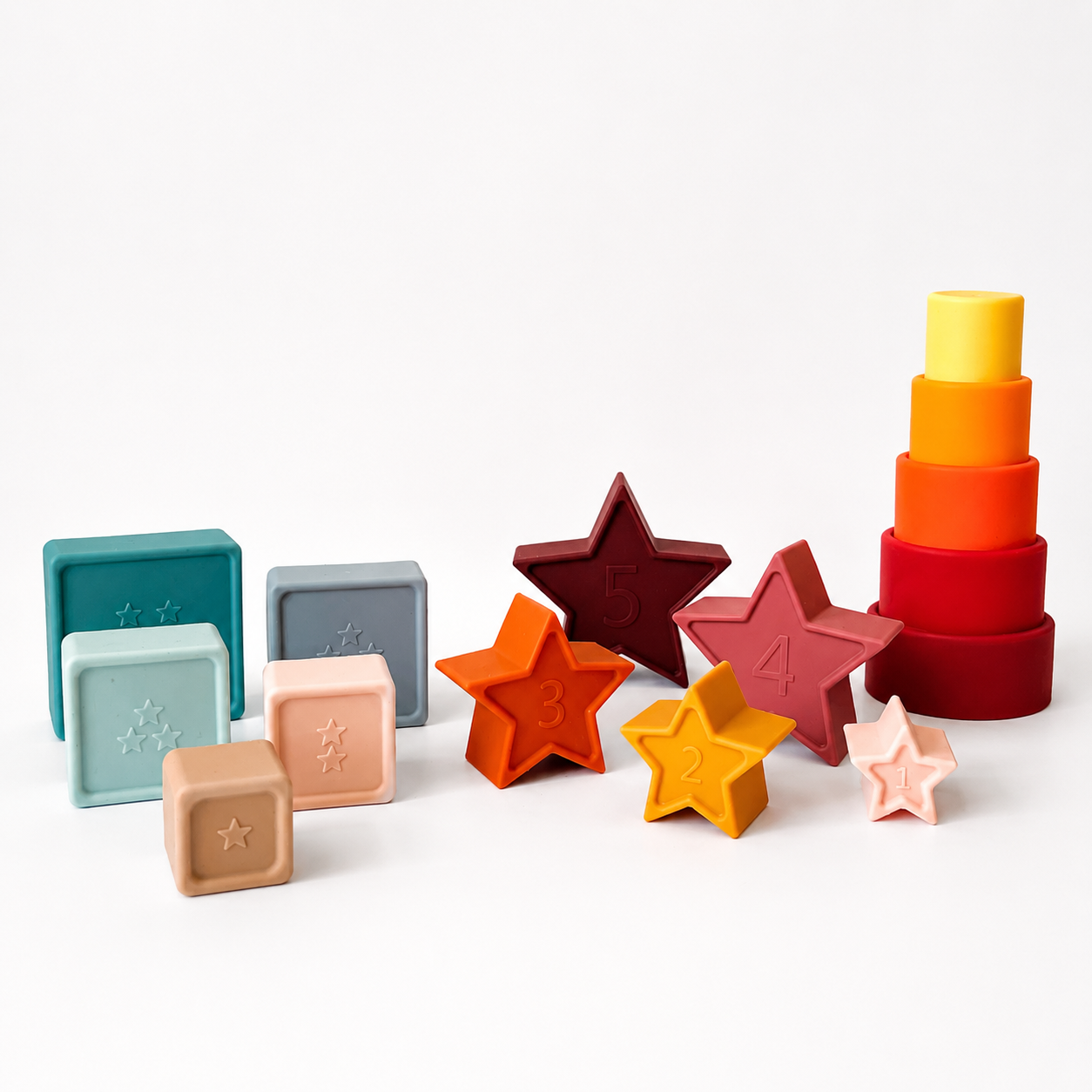 Set de regalo de juguetes Montessori para Bebés 1-2 Años | Madera y Silicona