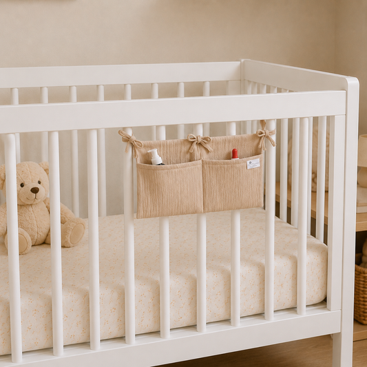100% Natural Cotton Cot Organizer - Newborn Baby Cot