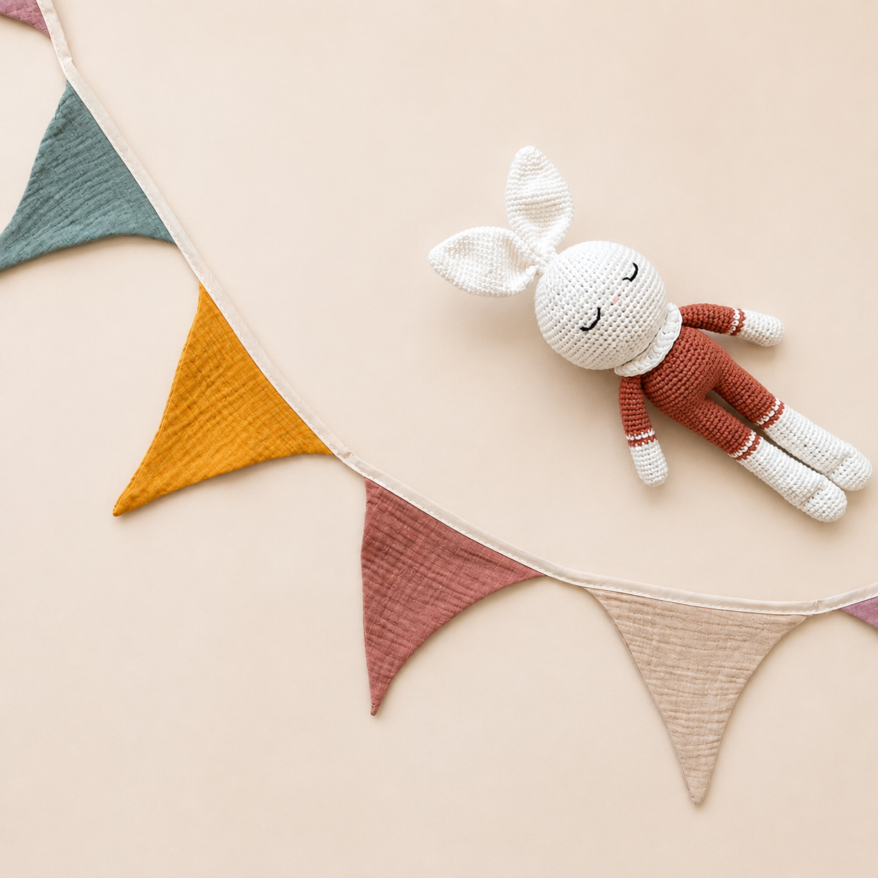 Crochet Rattle Plush Toy 100% Cotton - CIRO THE BUNNY - Baby Gift