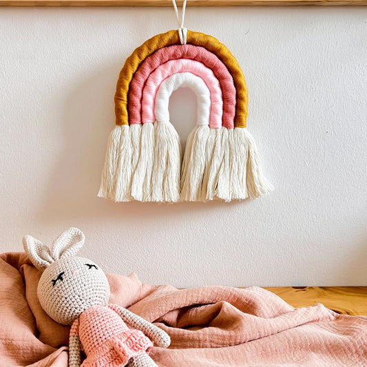 Arcoíris Decorativo de Algodón – Rosado y Ocre