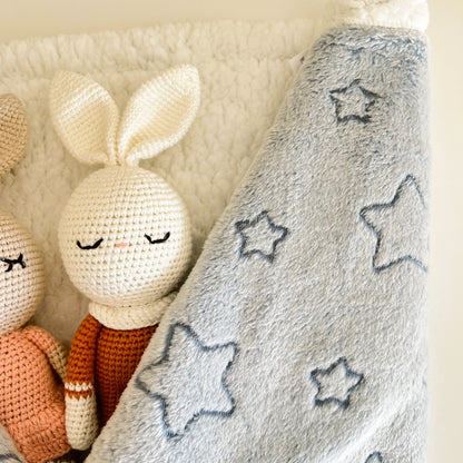 Manta de bebé suave y cálida – GRIS AZULADO ESTRELLAS - Recién Nacido