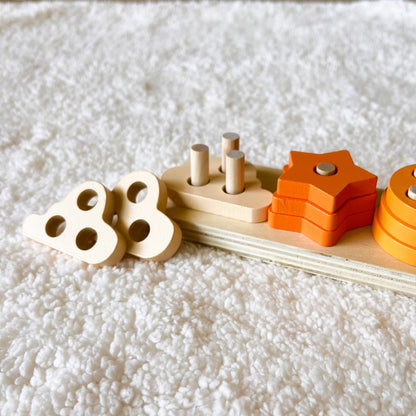 Juego de encastre de madera para bebés desde los 18 meses - Motricidad Fina