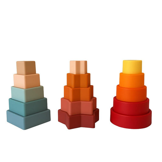 Set de Torres Apilables de Silicona - Juguete Sensorial para Bebés y Niños