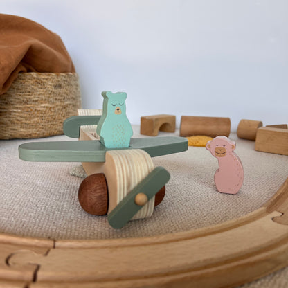 Avión de madera Montessori - Imaginación y Motricidad fina 1-3 años