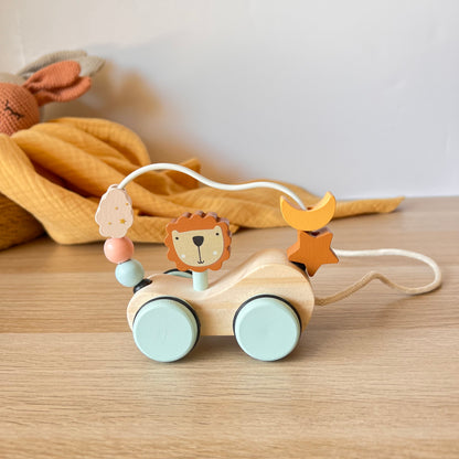 Juguete de arrastre Montessori en madera - LEÓN - Bebés a partir de 12 meses