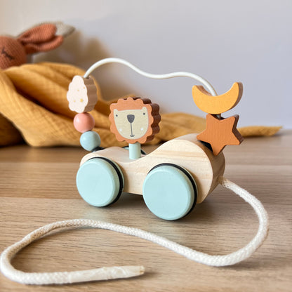 Juguete de arrastre Montessori en madera - LEÓN - Bebés a partir de 12 meses