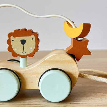 Juguete de arrastre Montessori en madera - LEÓN - Bebés a partir de 12 meses