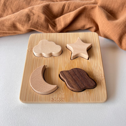 Puzzle de madera "FORMAS DEL ESPACIO" para niños a partir de 12 meses