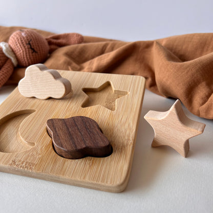 "SPACE SHAPES" wooden puzzle for children aged 12 months and up