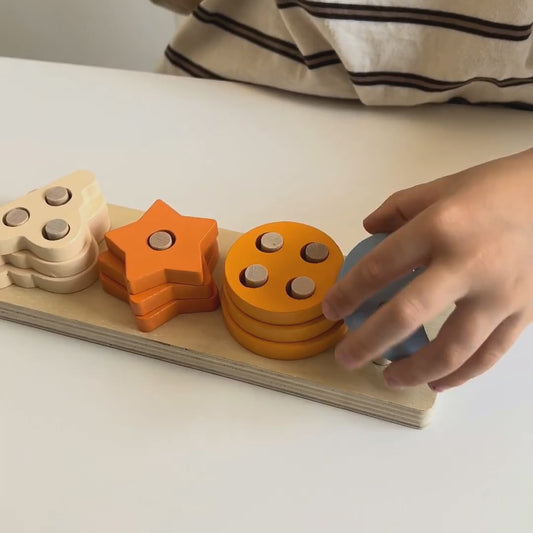 Juego de encastre de madera para bebés desde los 18 meses - Motricidad Fina